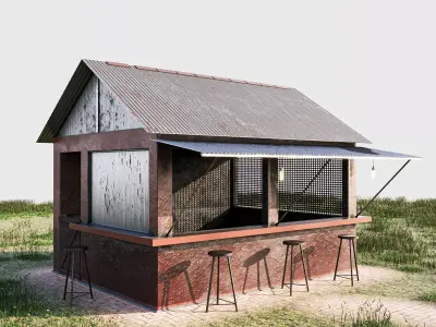 Asian Small Shop Low-poly 3D model