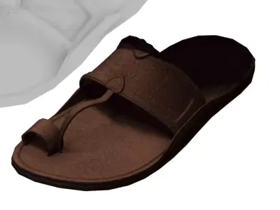 Cartoon High Poly Subdivision Brown Sandals 3D Model Low-poly 3D model