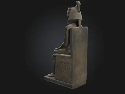 Seated Egyptian Pharaoh Statue Regal Monument Model 3D model