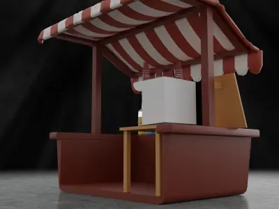 The Street Coffee Shop Low-poly 3D model