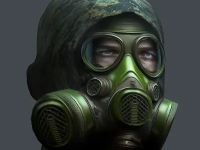 Gas mask helmet 3d model military combat Low-poly Low-poly 3D model