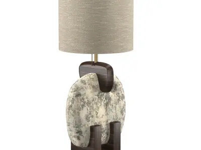 Stone silk wood table lamp 3D model