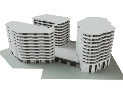 Apartment Building concept  Low-poly  3D model