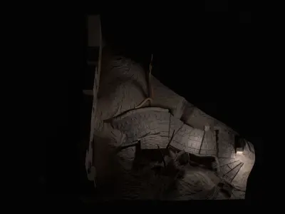 Desert Scene Temple-Old City Stairs Low-poly 3D model