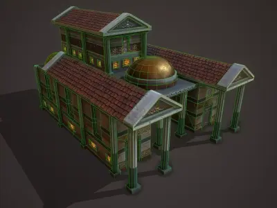 Roman Temple Low-poly 3D model