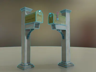 Mailbox pair of mailboxes Low-poly 3D model