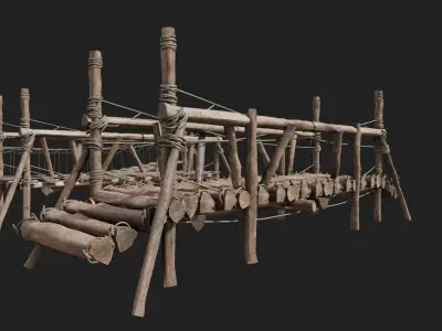 medieval wooden bridges with 8k pbr textures  Low-poly 3D model