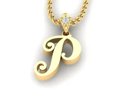 Light Gold Fancy Font Pendant P 3D print model