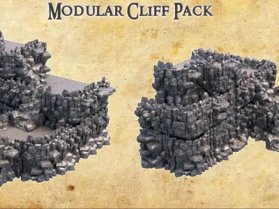 Modular Cliff Pack Tabletop Terrain 28 MM 3D print model