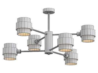 Eurosvet-70127 six light chandelier in copper and glass 3D model