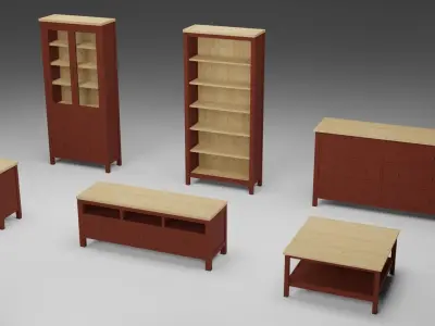 Furniture Set ikea chest of drawers Low-poly 3D model