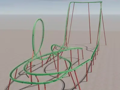Rollercoaster 3D model Low-poly 3D model