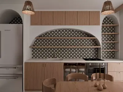 Mediterranean Apartment Interior Complete 3D Scene  Floor Plan Low-poly 3D model