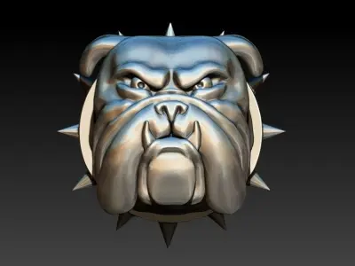Bull Dog Head Pendant Charm Necklace Light Weight Jewelry 3D print model