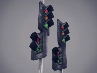 Traffic Lights Low-poly 3D model
