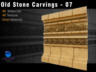 10 Old Stone Carvings Set Texture