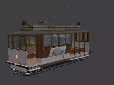 Tram vintage single one 3D model