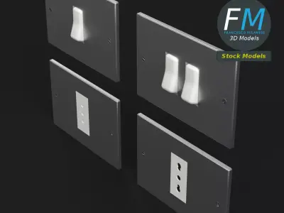 4 Wall Switch and Outlet Plates Set 3D model