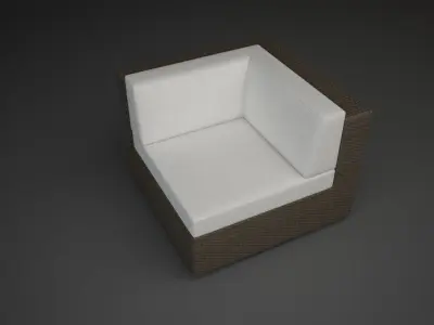 Modular Rattan Furniture Set 4 3D model