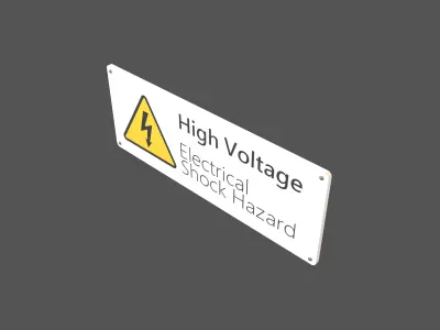 High Voltage English Version Sign v1 001 Low-poly 3D model