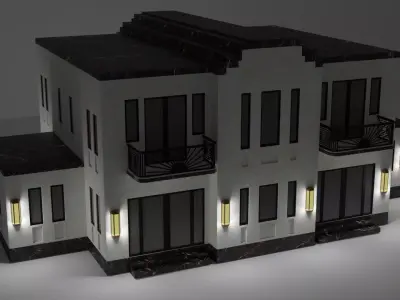 Art Deco Luxury Mansion - Modern Exterior Low-poly 3D model