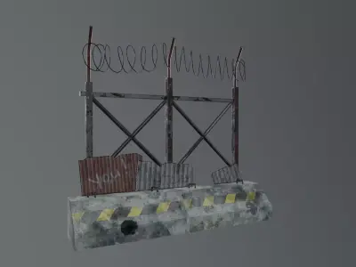Apocalyptic Fence Wall - Vol 02 Low-poly 3D model