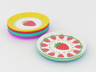 Plates set Low-poly 3D model 3D model