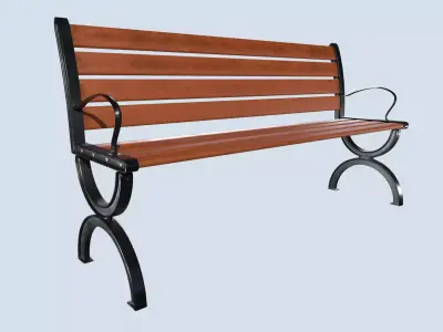Street bench low poly pbr game ready Low-poly 3D model shop