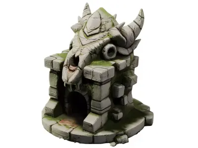 Stylized Ancient Skull Temple  Game Ready 3D Model Low-poly 3D model