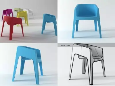 Chair different colored plastic chairs 3D model