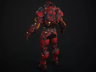 Titanium Guardian Low Poly Sci-Fi Character Low-poly 3D model