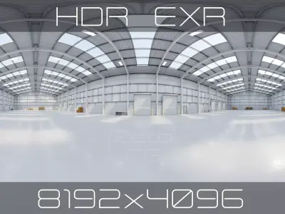 HDRI - Industrial Warehouse Interior 11b - 8192x4096 Texture