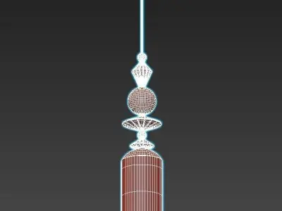 odeon glass pendant light with gold and accents 3D model