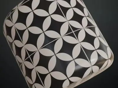 Modern Black and White Petal Geometric Tiles PBR Seamless Texture
