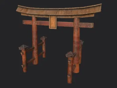 Japanese Torii Gate Low-poly 3D model Low-poly 3D model