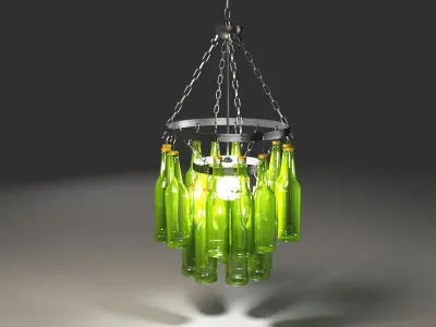Chandelier made with green bottles 3D model