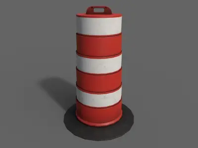 PBR Traffic Drum Barrel Red Low-poly 3D model