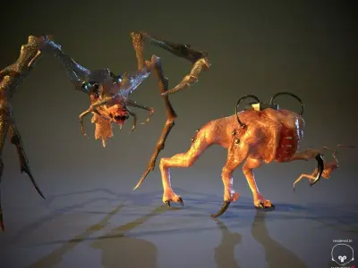 Game Alien Pack 3 Characters LowPoly Low-poly 3D model