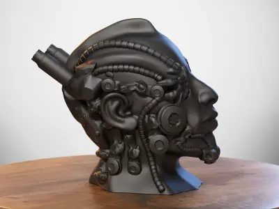 Robot human bust Headphone Stand Cyborg Robot human bust  3D print model