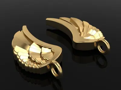 ANGEL WING DOUBLE SIDES PENDANT LARGE SIZE 3D print model