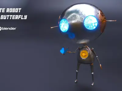 Cute Robot Low-poly 3D model