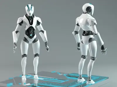 Futuristic Humanoid Robot V2 Low-poly 3D model