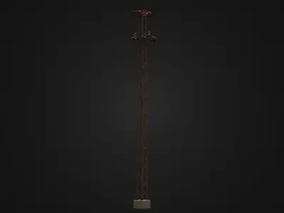 Old Rusty Soviet Transmission Tower Low-poly 3D model