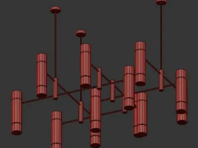 SL025 modern chandelier in brass 3D model