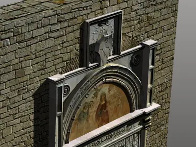 Medieval Romanic Style Portal no 2 Low-poly 3D model