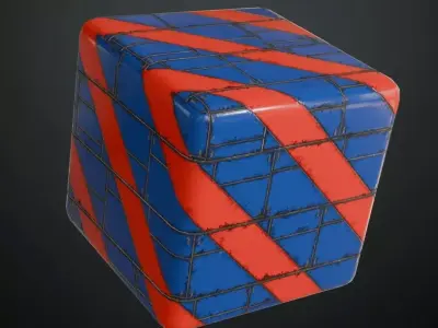 Red Blue Sci-Fi Metal Panel PBR Seamless Texture