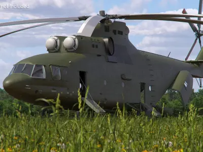  Extra Large Military Cargo Helicopter Green Rigged 