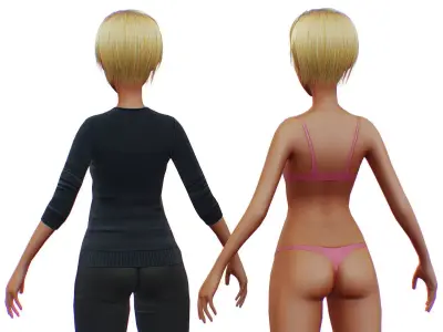 Young Woman - Smart Casual Clothes - Street Style Outfit - Cloth Low-poly 3D model