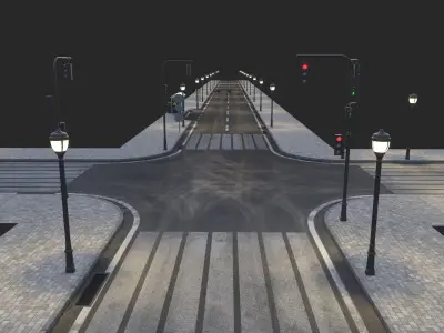 Road and busstop 3D model