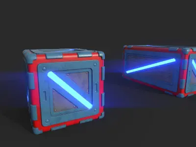 Sci-Fi Boxes Low-poly 3D model